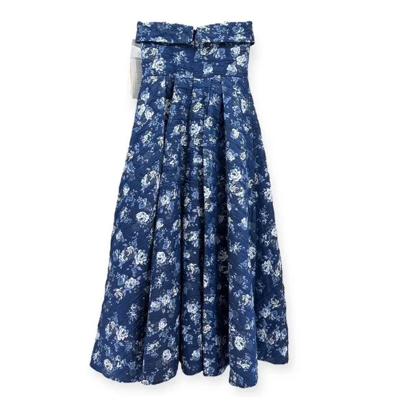 knee length dresses for ladies Mac Duggal Women's Floral Brocade Strapless Midi-Dress - Lily main image 0